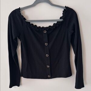 Black Button-Up Women's Top